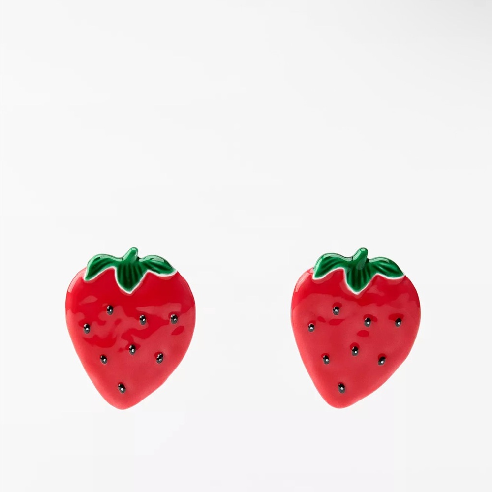 Zara Red and Green Strawberry Stud Earrings